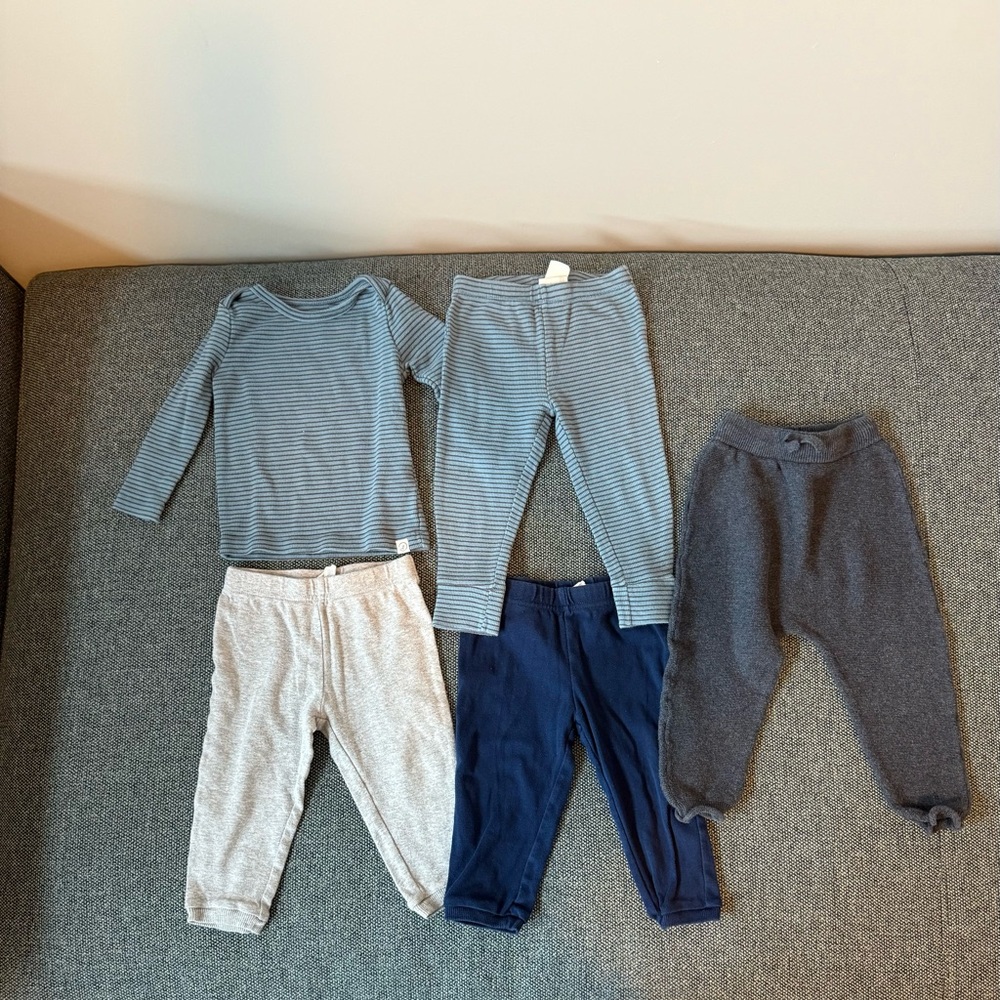 Little Planet Carters / H&M organic cotton pants and top size 12mo (5 pieces)